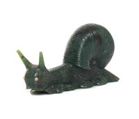 A Carved Nephrite Snail, 20th Century, realistically carved, having gold-rimmed diamond eyes.