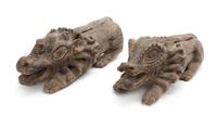 A Pair of Carved Wood Animal Figures Length of larger 20 inches.
