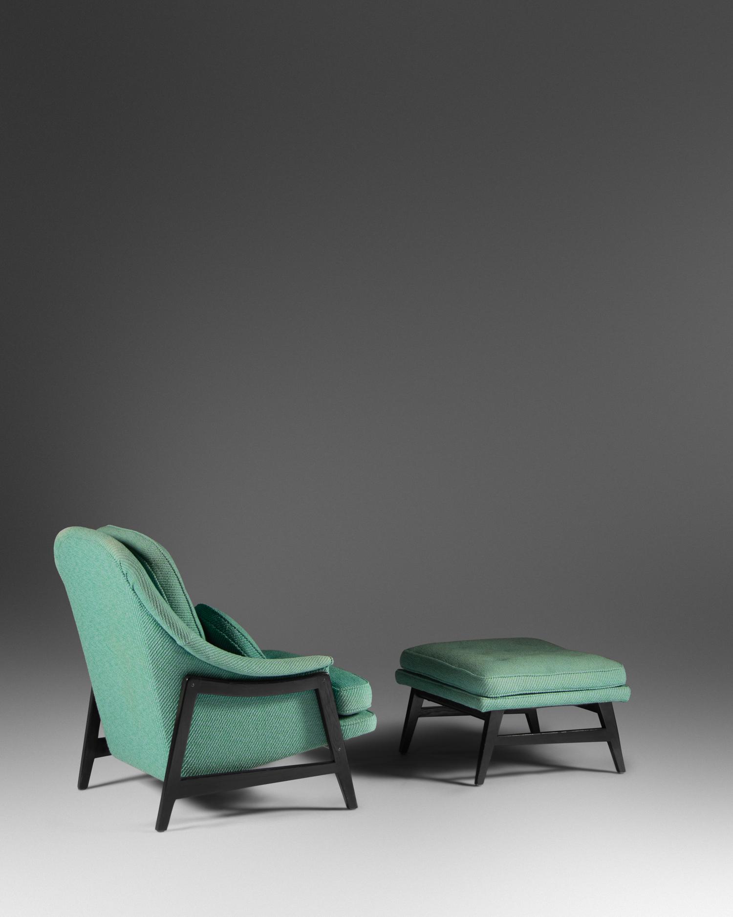 Pair of Lounge Chairs with Ottoman, Dunbar, USA