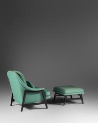 Pair of Lounge Chairs with Ottoman, Dunbar, USA