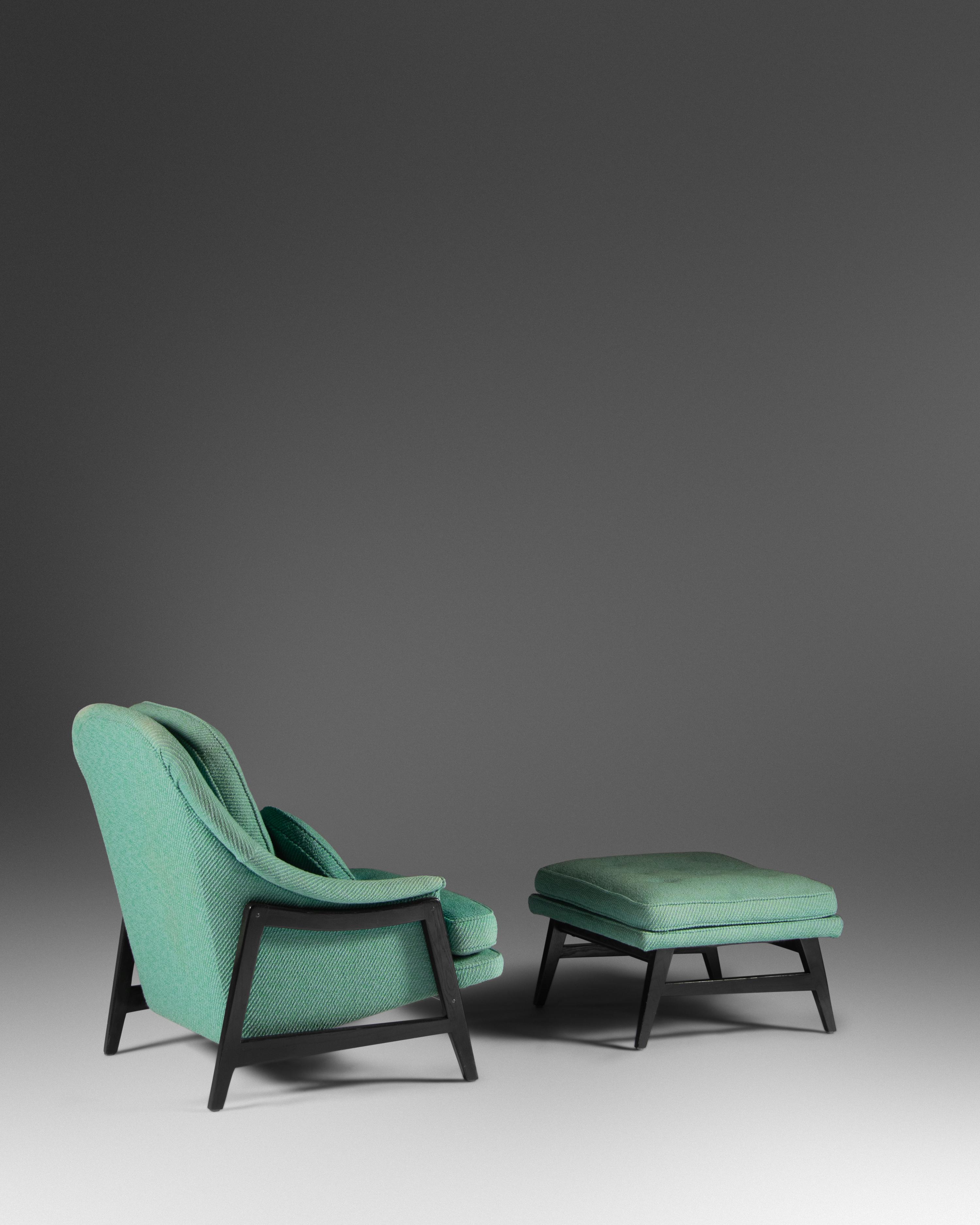 Pair of Lounge Chairs with Ottoman, Dunbar, USA