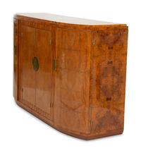 A French Art Deco Burl Amboyna and Birchwood Console Cabinet