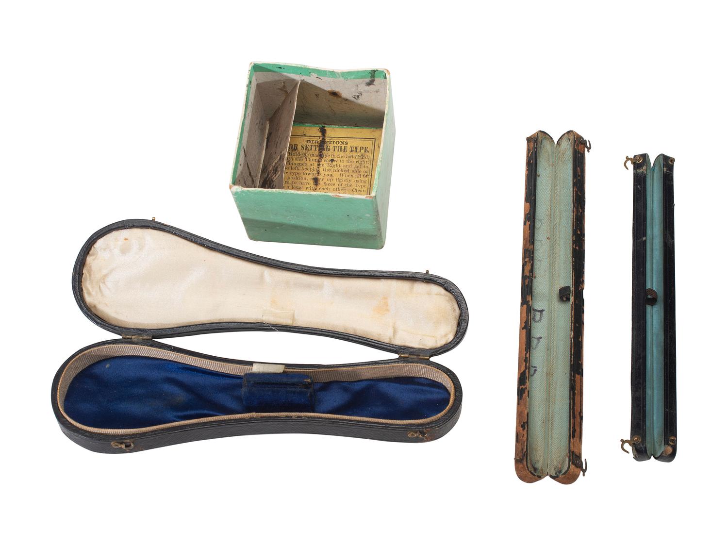 [WRITING INSTRUMENTS]. A group of 19th-century embossing and writing implements, including: