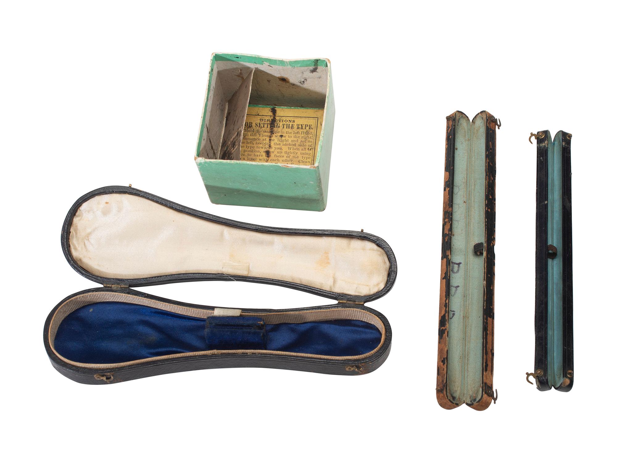 [WRITING INSTRUMENTS]. A group of 19th-century embossing and writing implements, including: