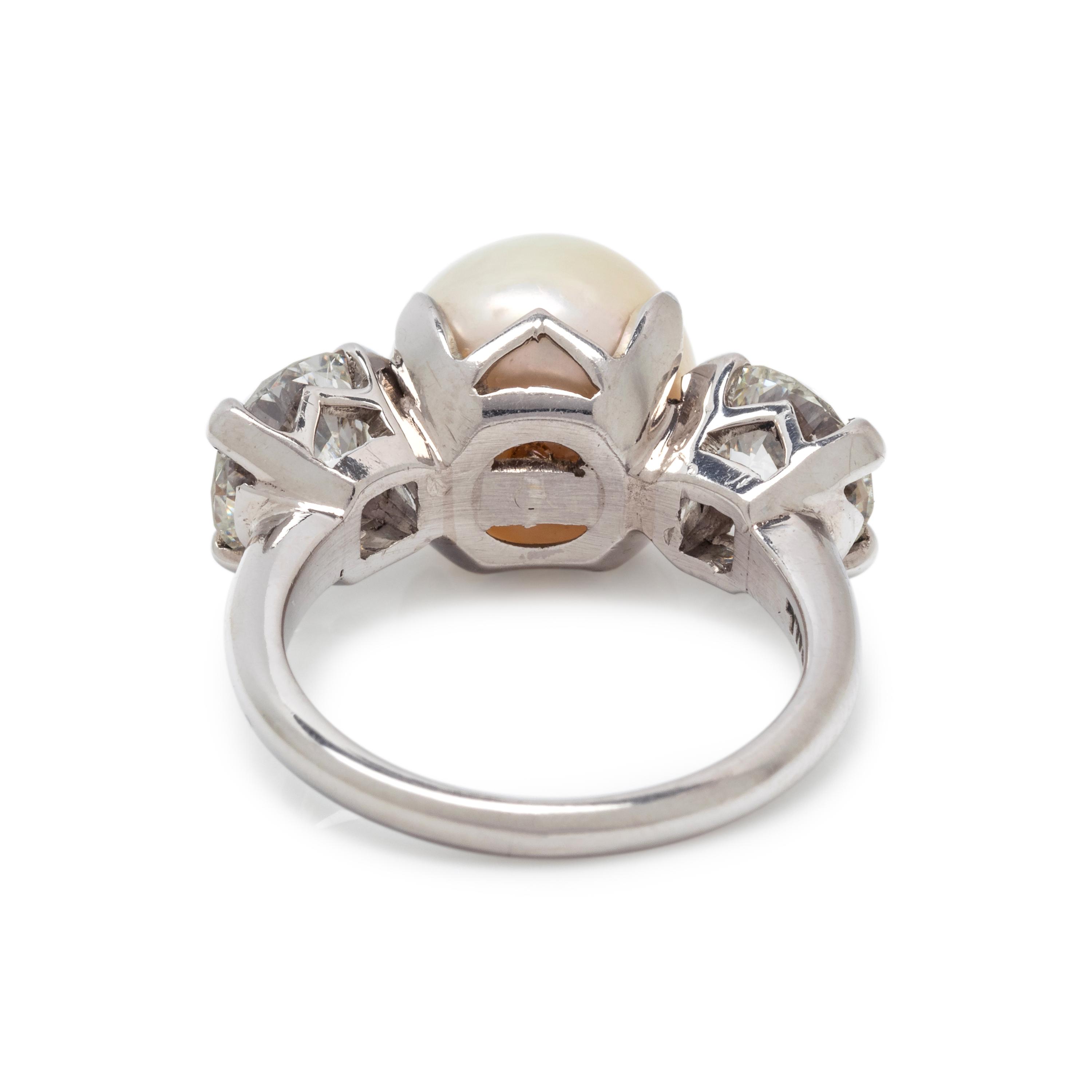 CULTURED SOUTH SEA PEARL AND DIAMOND RING