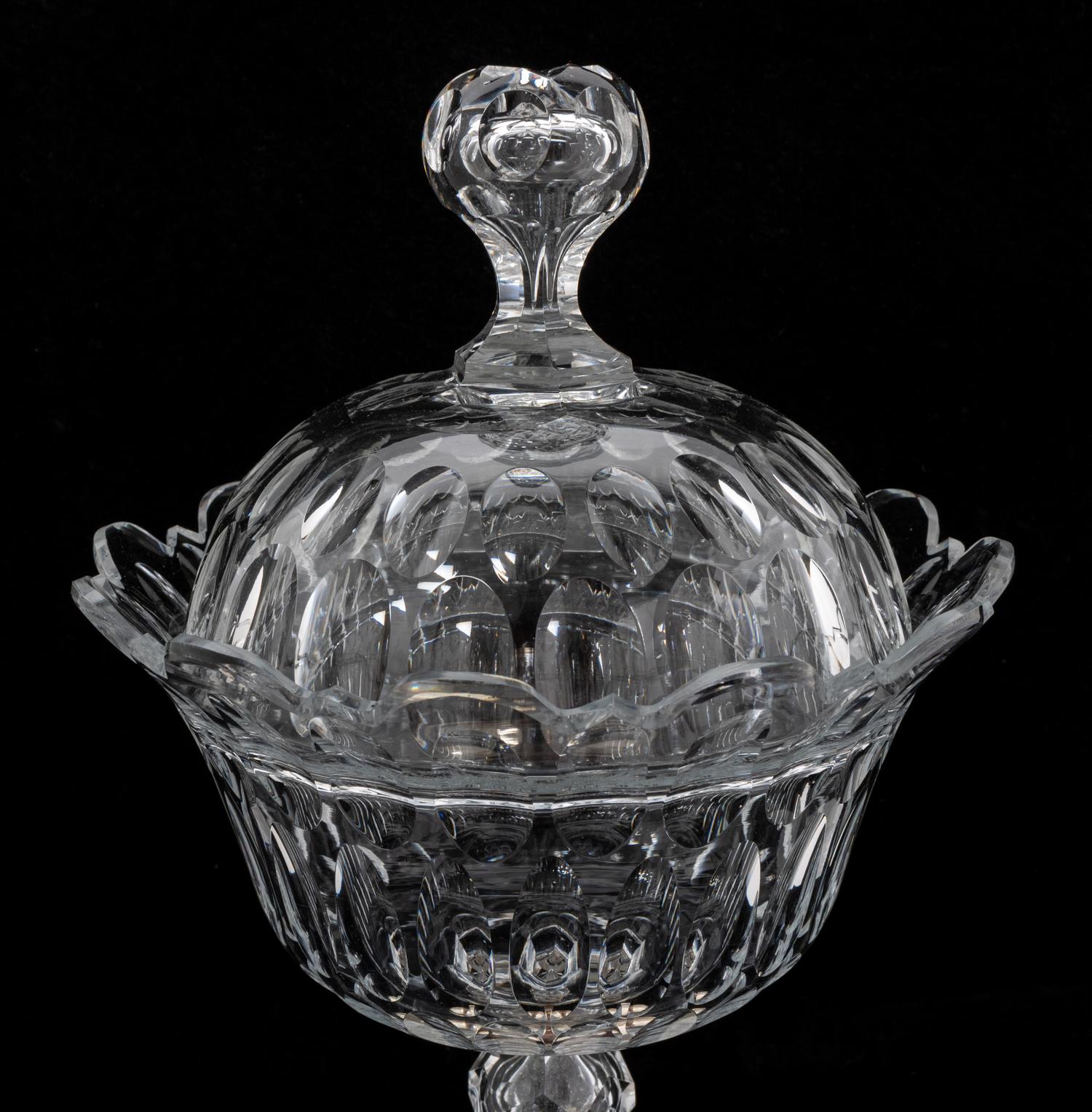 A Pair of Dutch Cut Glass and Silver Mounted Covered Bowls