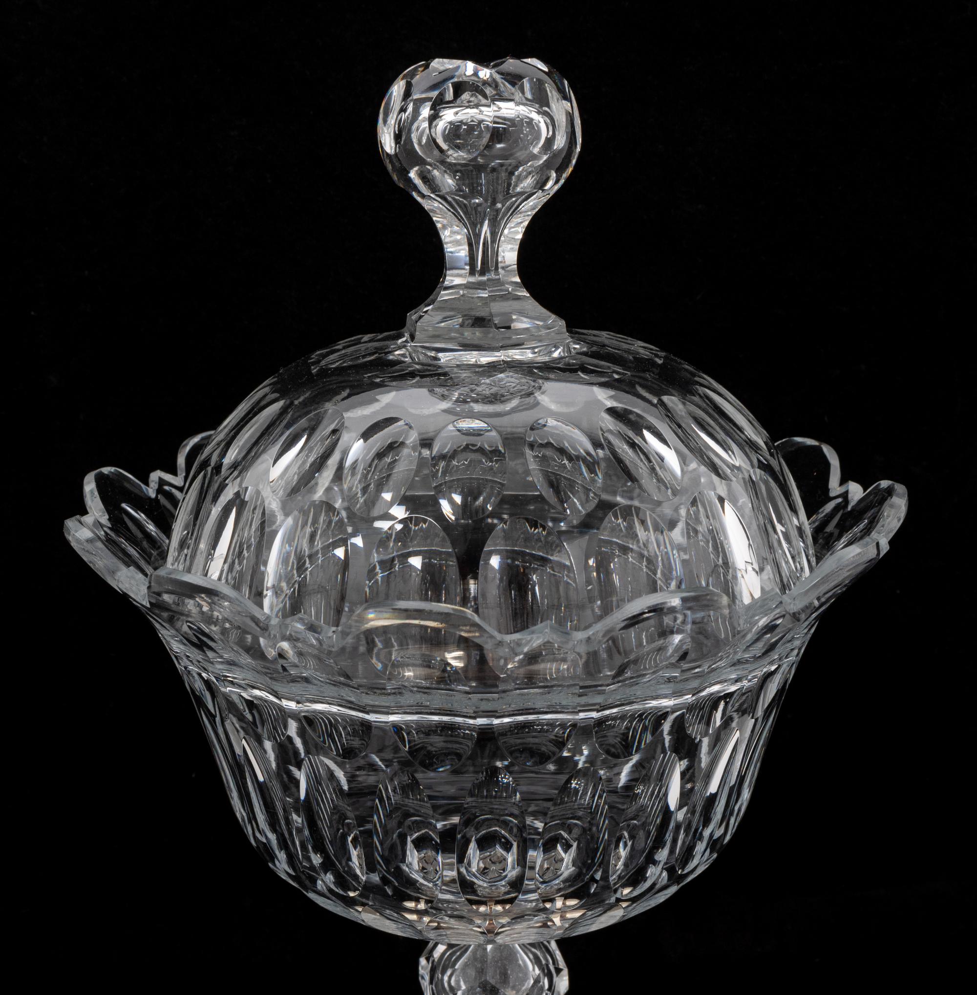 A Pair of Dutch Cut Glass and Silver Mounted Covered Bowls