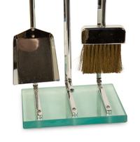 A Set of Modernist Chromed Fireplace Tools on Stand