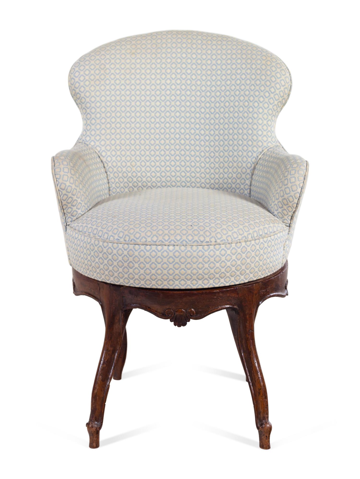 A Louis XV Walnut Bergère de Bureau