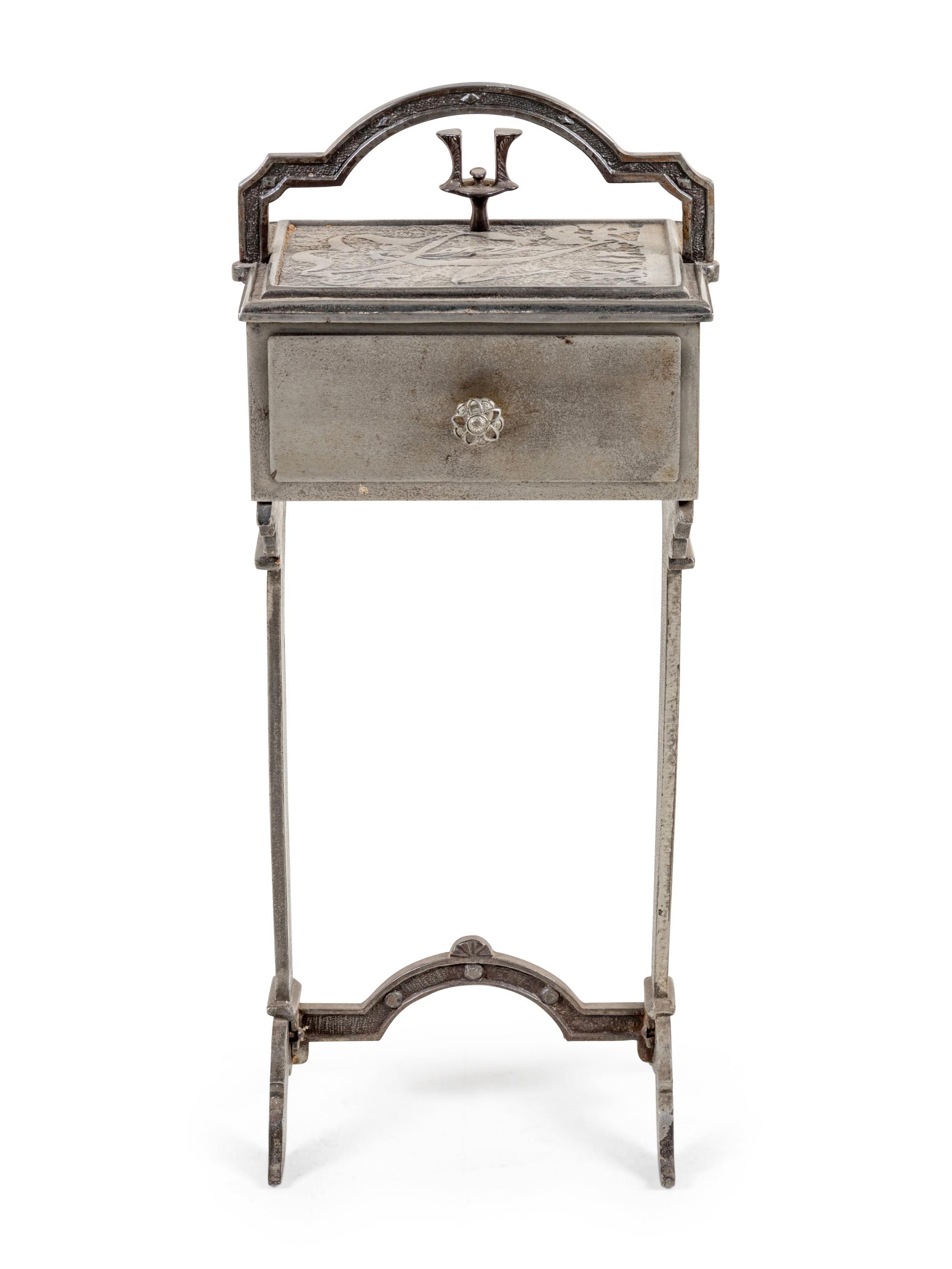 An Art Deco Silvered Metal Smoker's Table