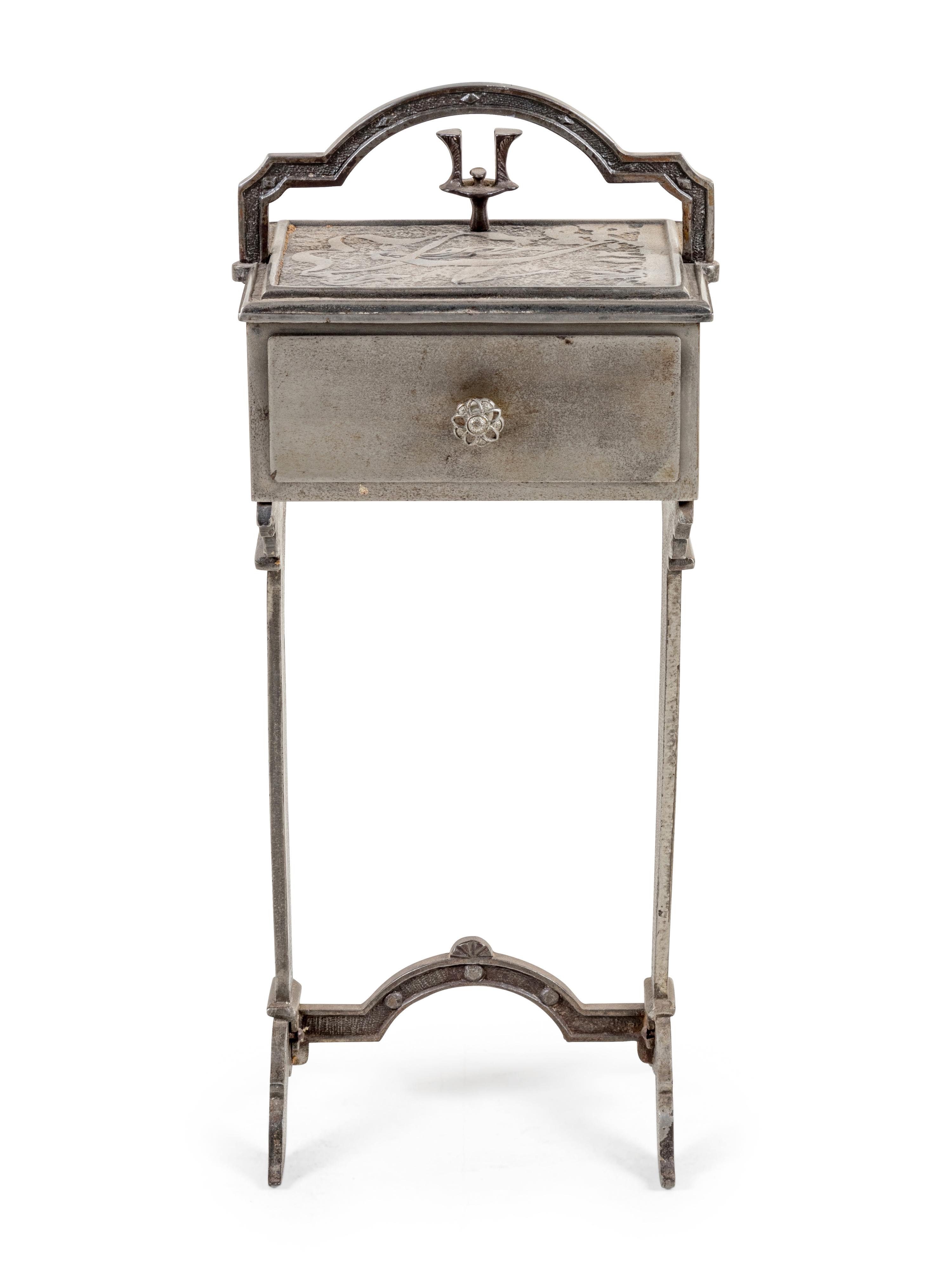 An Art Deco Silvered Metal Smoker's Table