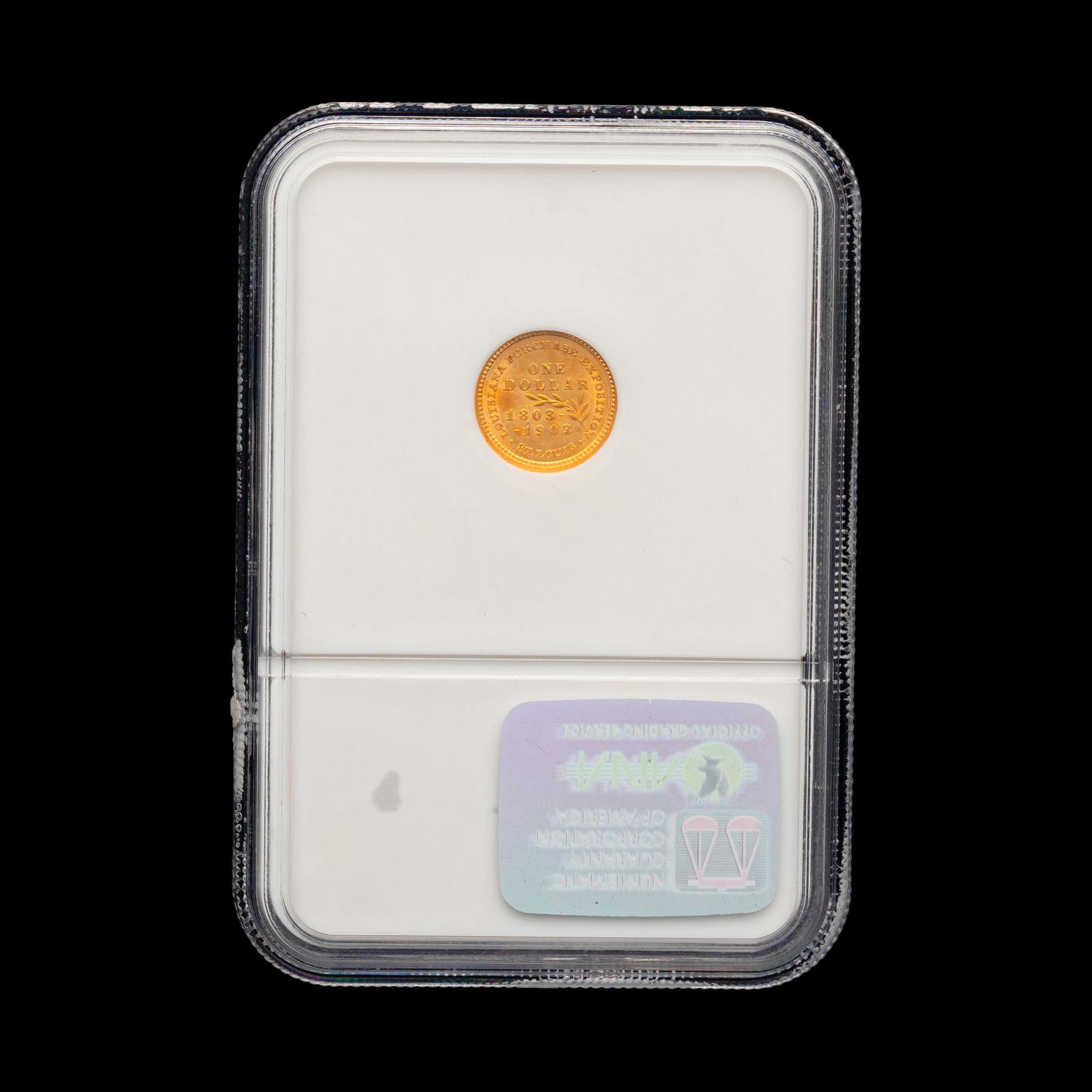 A 1903 Thomas Jefferson-Louisiana Purchase Commemorative $1 Gold Coin [NGC MS62]