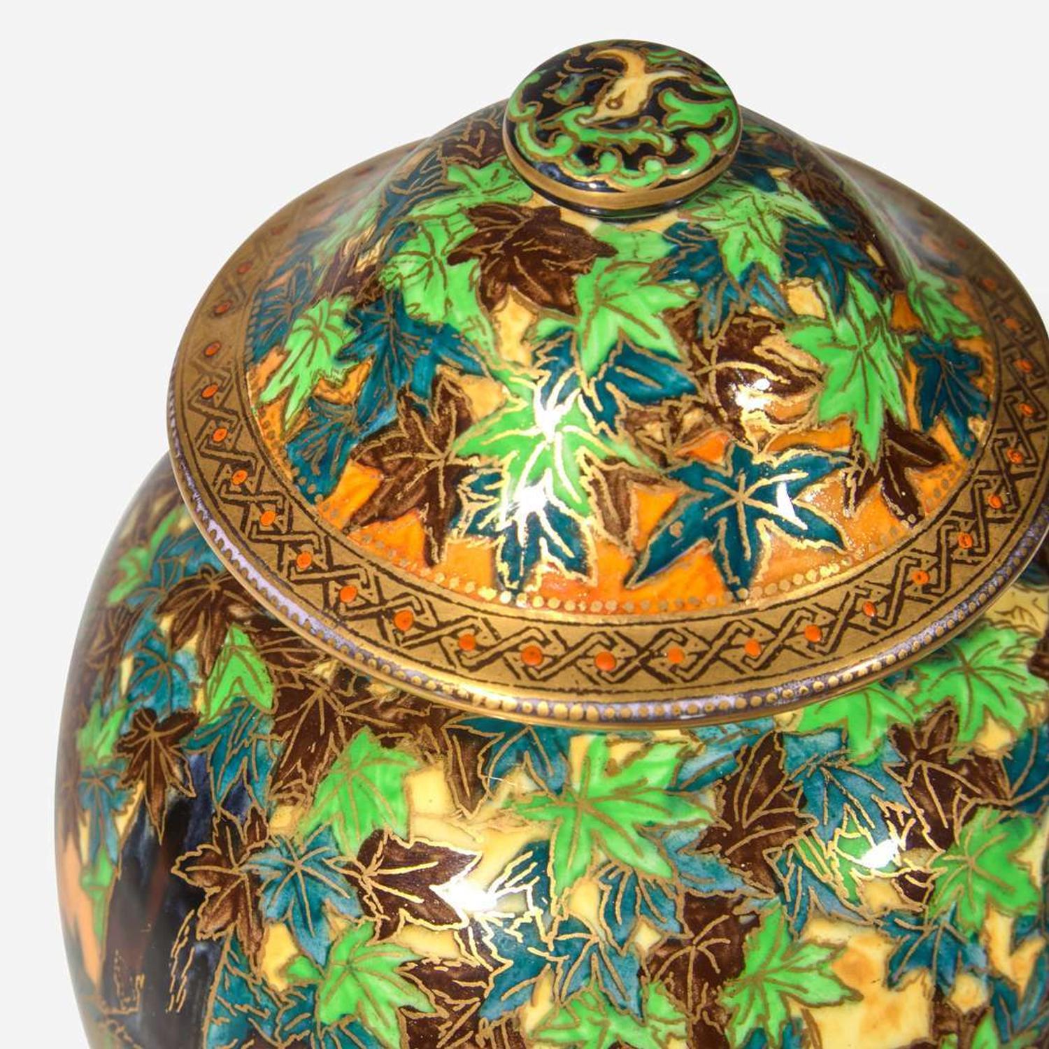 A Wedgwood Flame Fairyland Lustre "Ghostly Wood" Vase and Cover UK, circa 1925