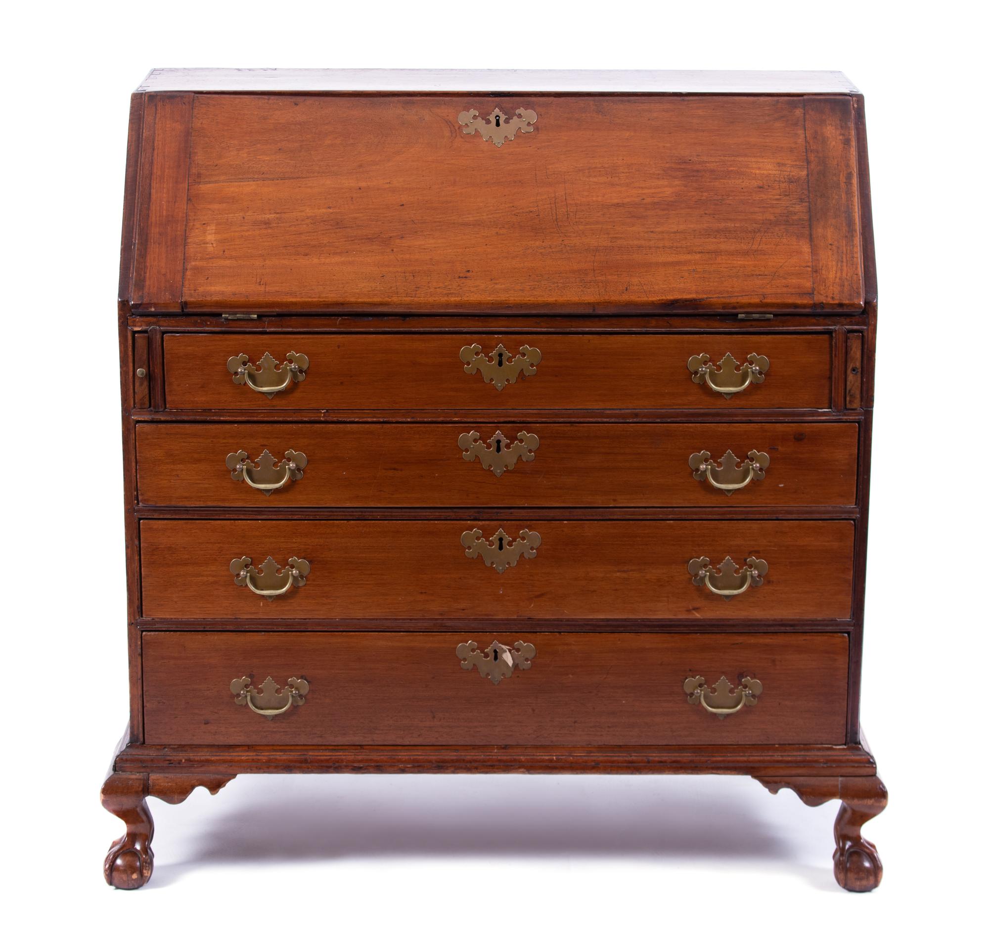An American Chippendale Mahogany Slant Lid Desk — EARLY 19TH CENTURY