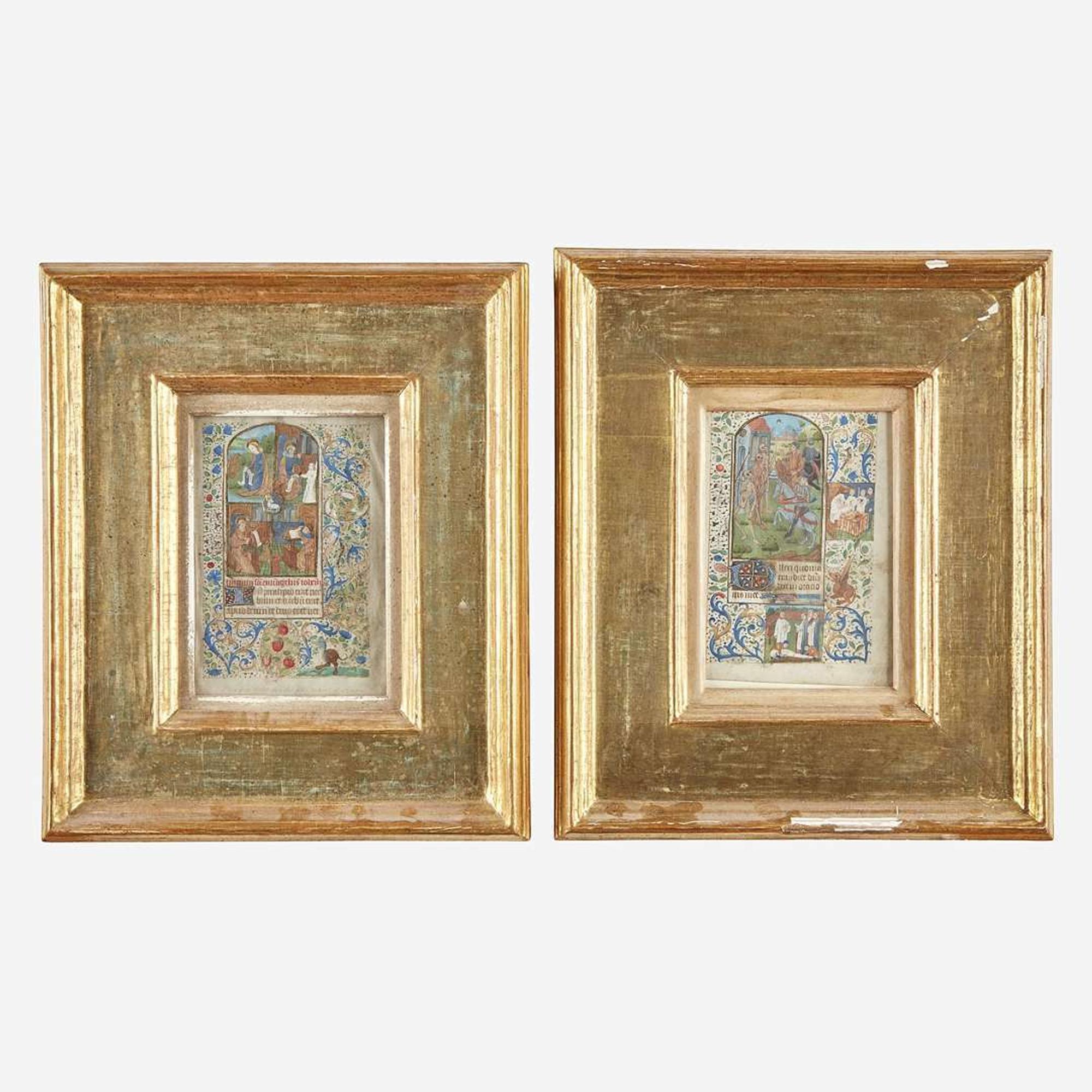 Two Framed Illuminated Manuscript Leaves