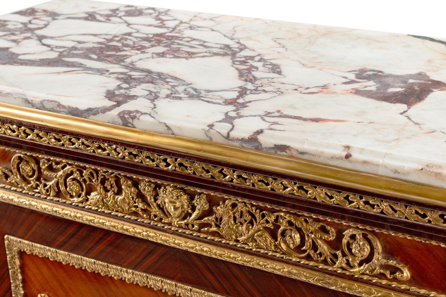 A Louis XVI Style Gilt Bronze Mounted Kingwood and Rosewood Cabinet