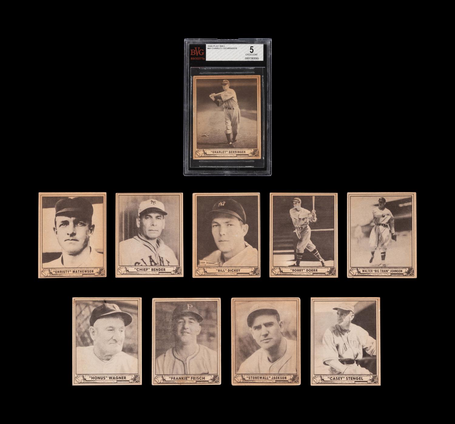 A Group of 10 1940 Play Ball Hall of Fame Baseball Cards,