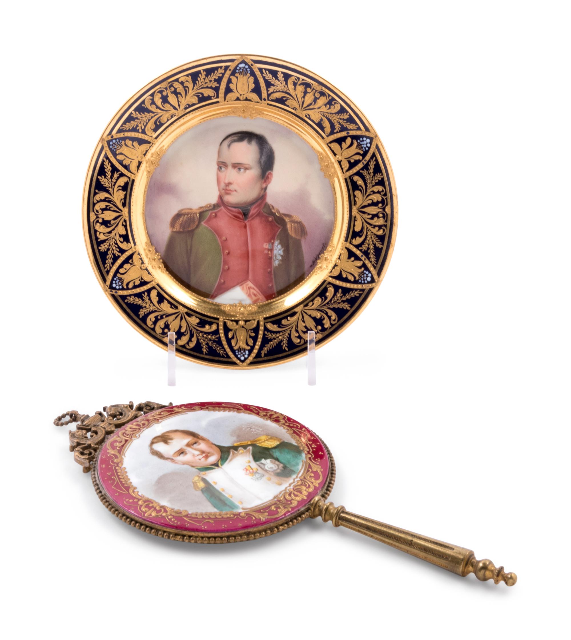 Two Napoleonic Painted and Parcel Gilt Porcelain Articles