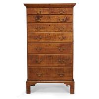 Chippendale figured maple tall chest New England, late 18th century