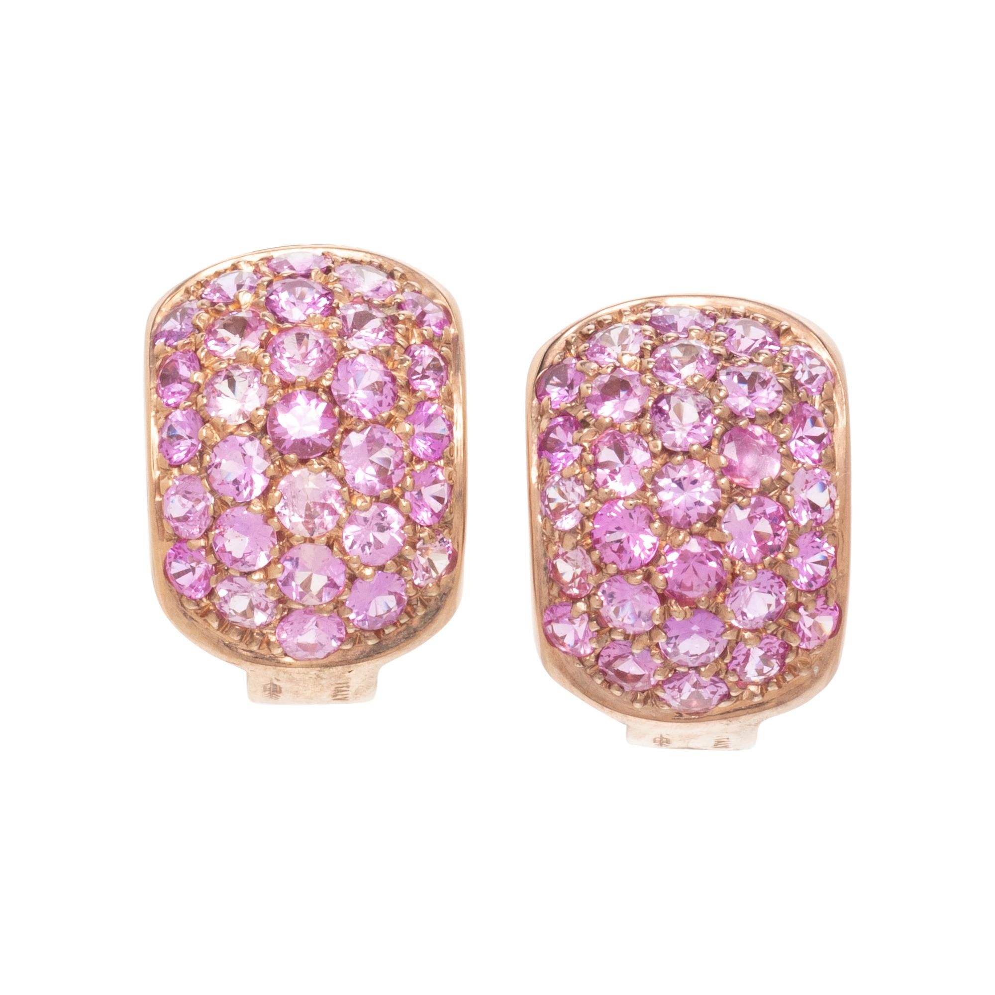 ROSE GOLD AND SYNTHETIC PINK SAPPHIRE EARRINGS