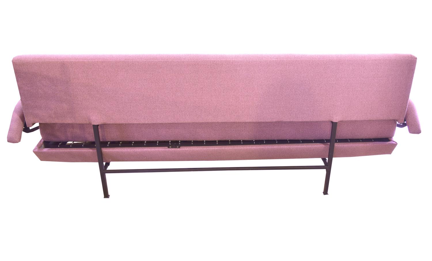 An Iron and Brass Sofa/Bed in the Style of Osvaldo Borsan 79" W x 35" D x 30" H — Italian, Mid-20th Century