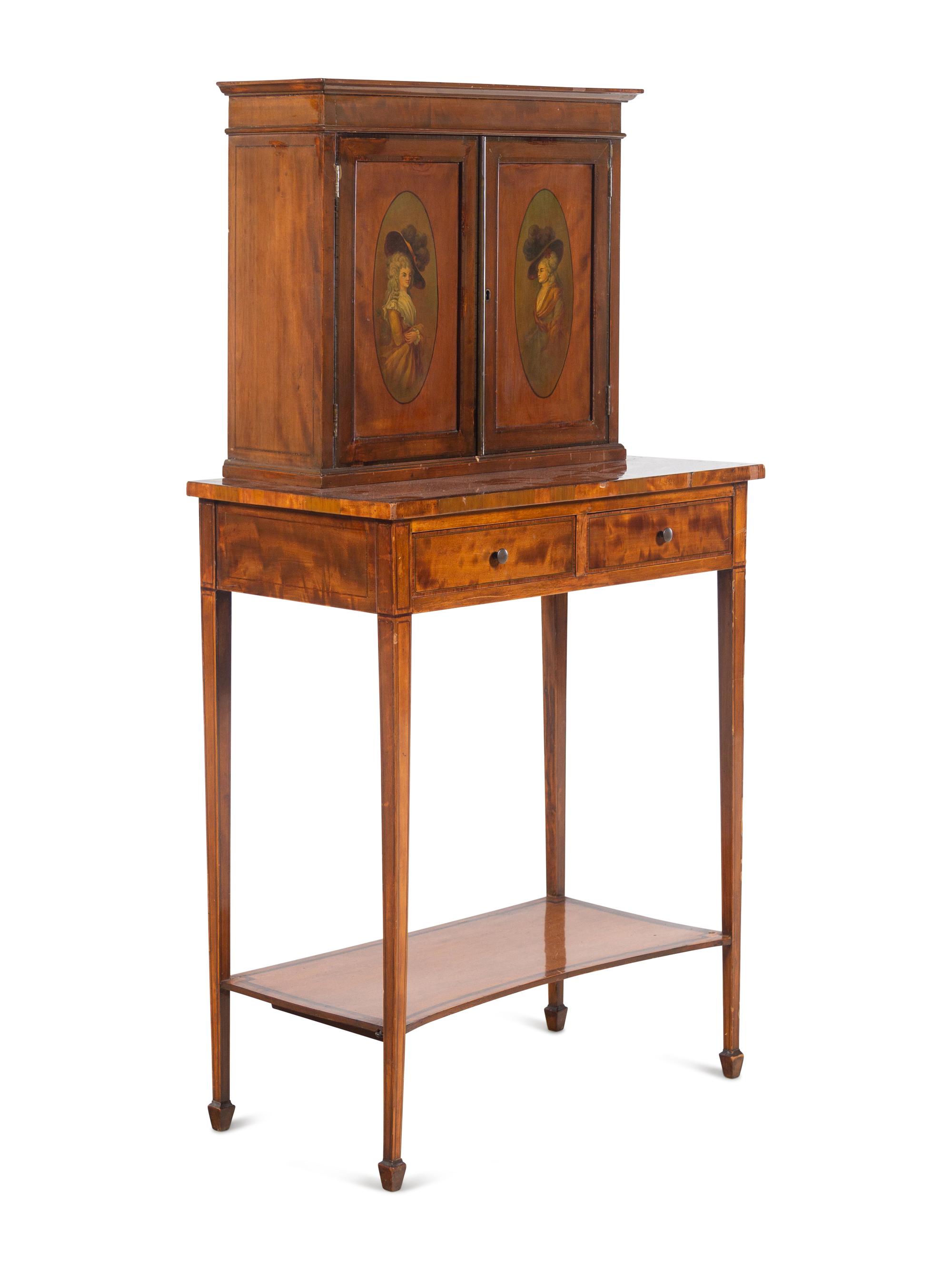 An Edwardian Painted Mahogany and Rosewood Lady's Writing Desk