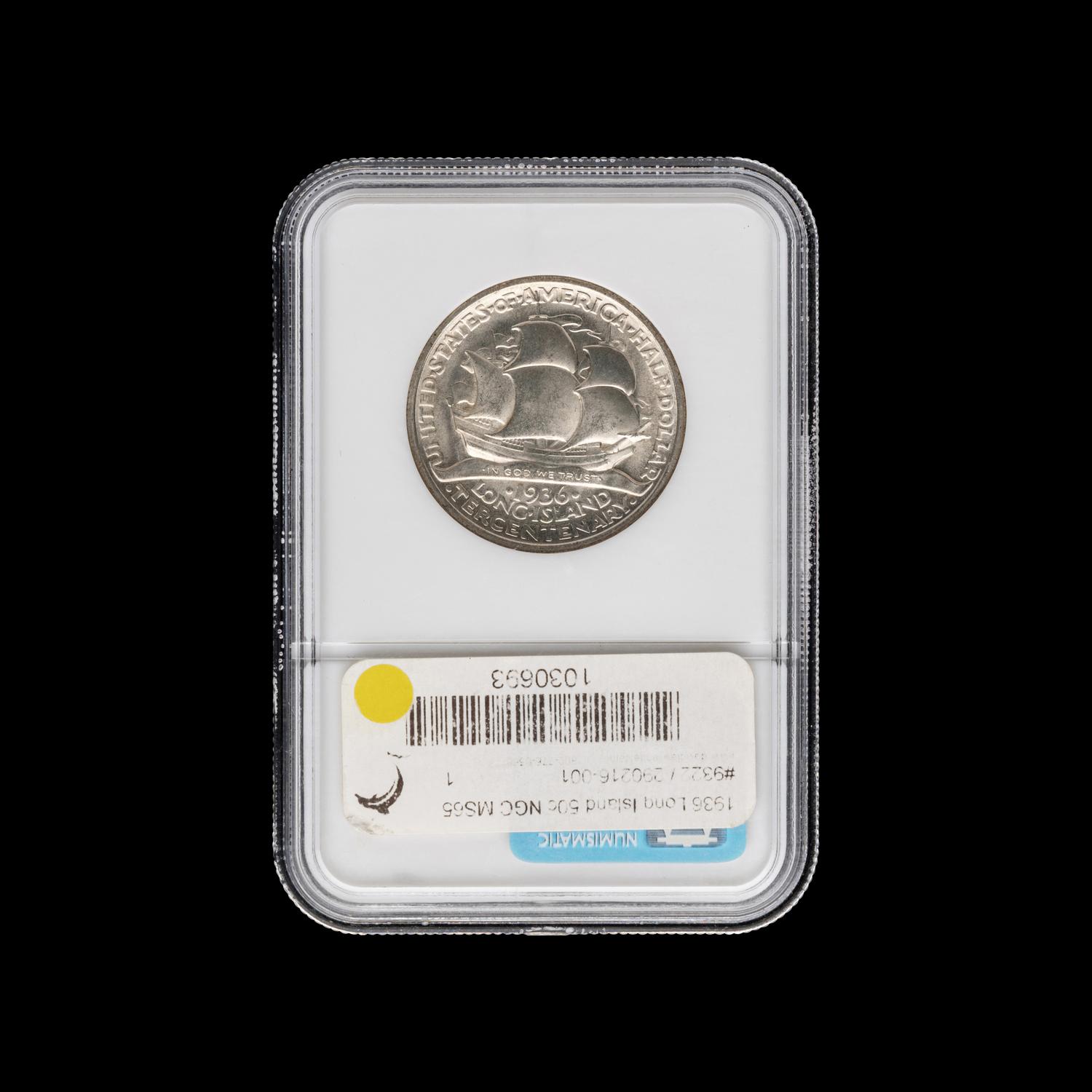 A 1936 Long Isla nd Commemorative 50c Coin [NGC MS65]