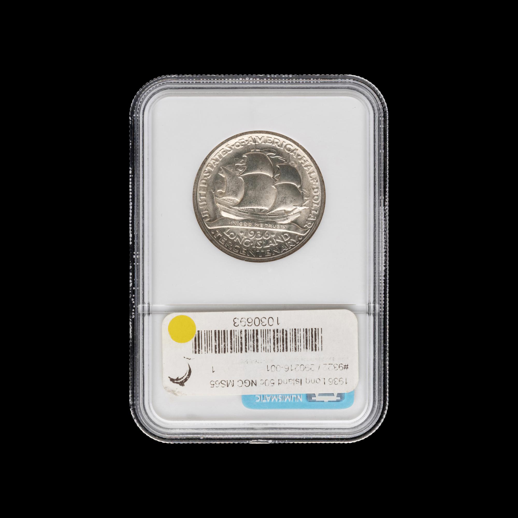 A 1936 Long Isla nd Commemorative 50c Coin [NGC MS65]
