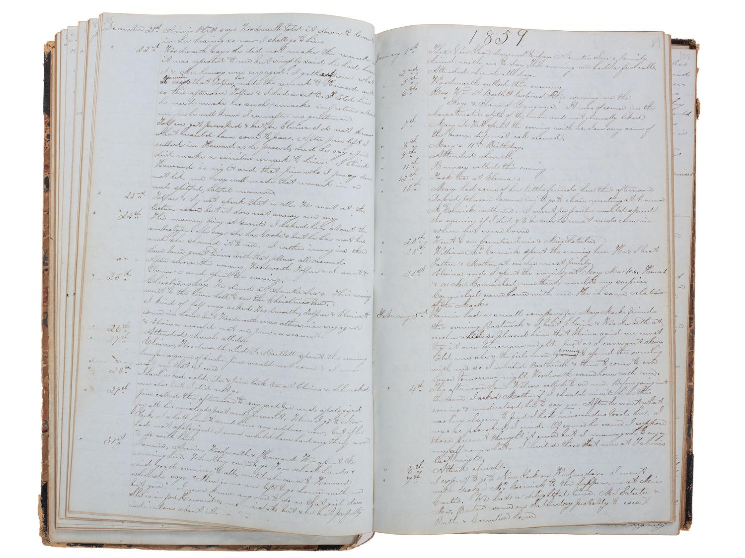 America in Manuscript Diary of Miss Louise St. John (1839-1938), including description of a visit to meet the Lincolns at the White House. Ithaca and New York City, New York, 1852-1867.