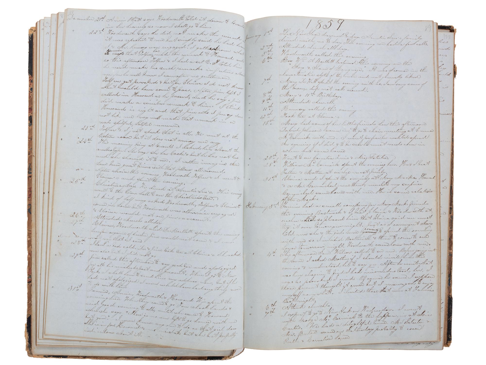 America in Manuscript Diary of Miss Louise St. John (1839-1938), including description of a visit to meet the Lincolns at the White House. Ithaca and New York City, New York, 1852-1867.