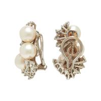 CULTURED PEARL AND DIAMOND CLIP EARRINGS