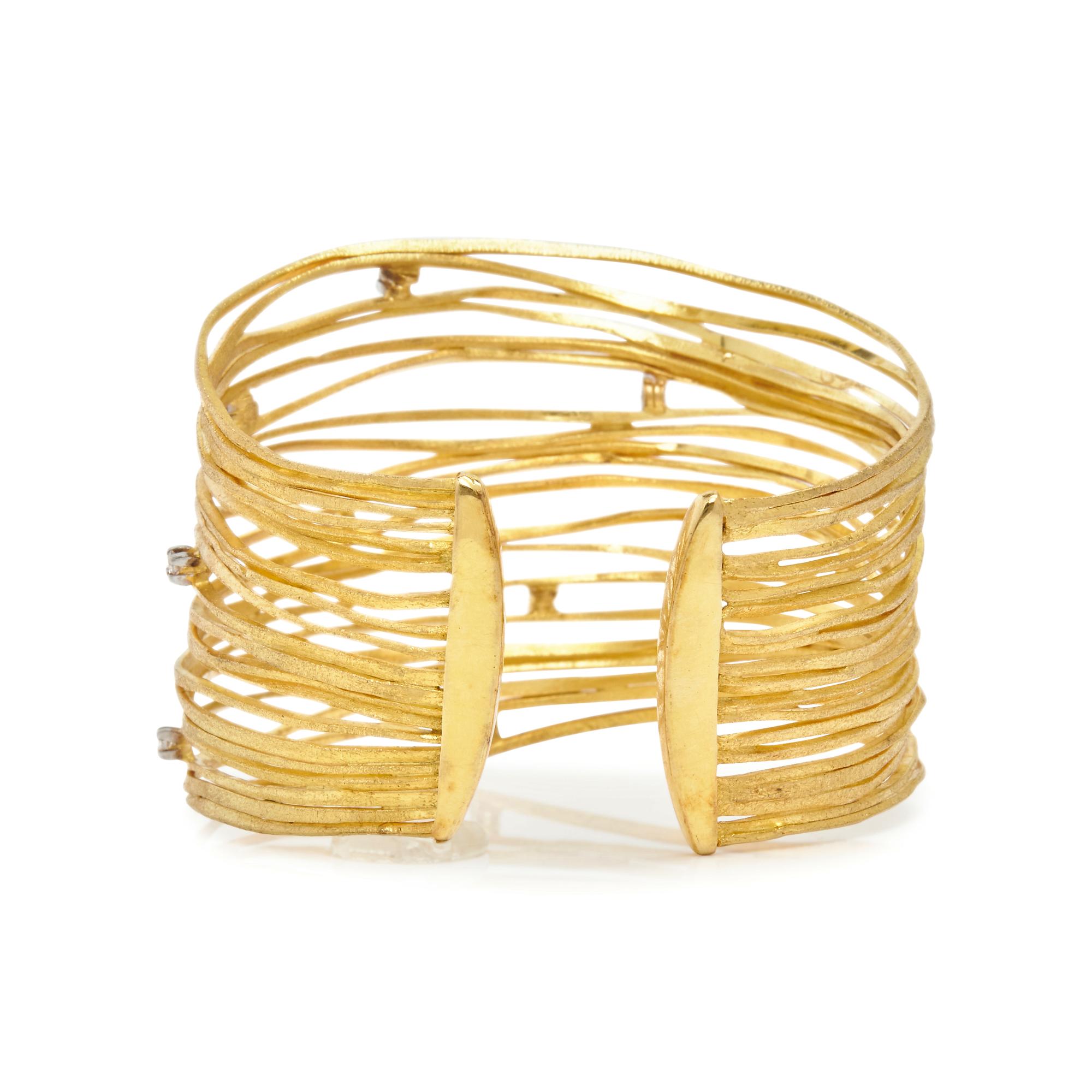 YELLOW GOLD AND DIAMOND CUFF BRACELET