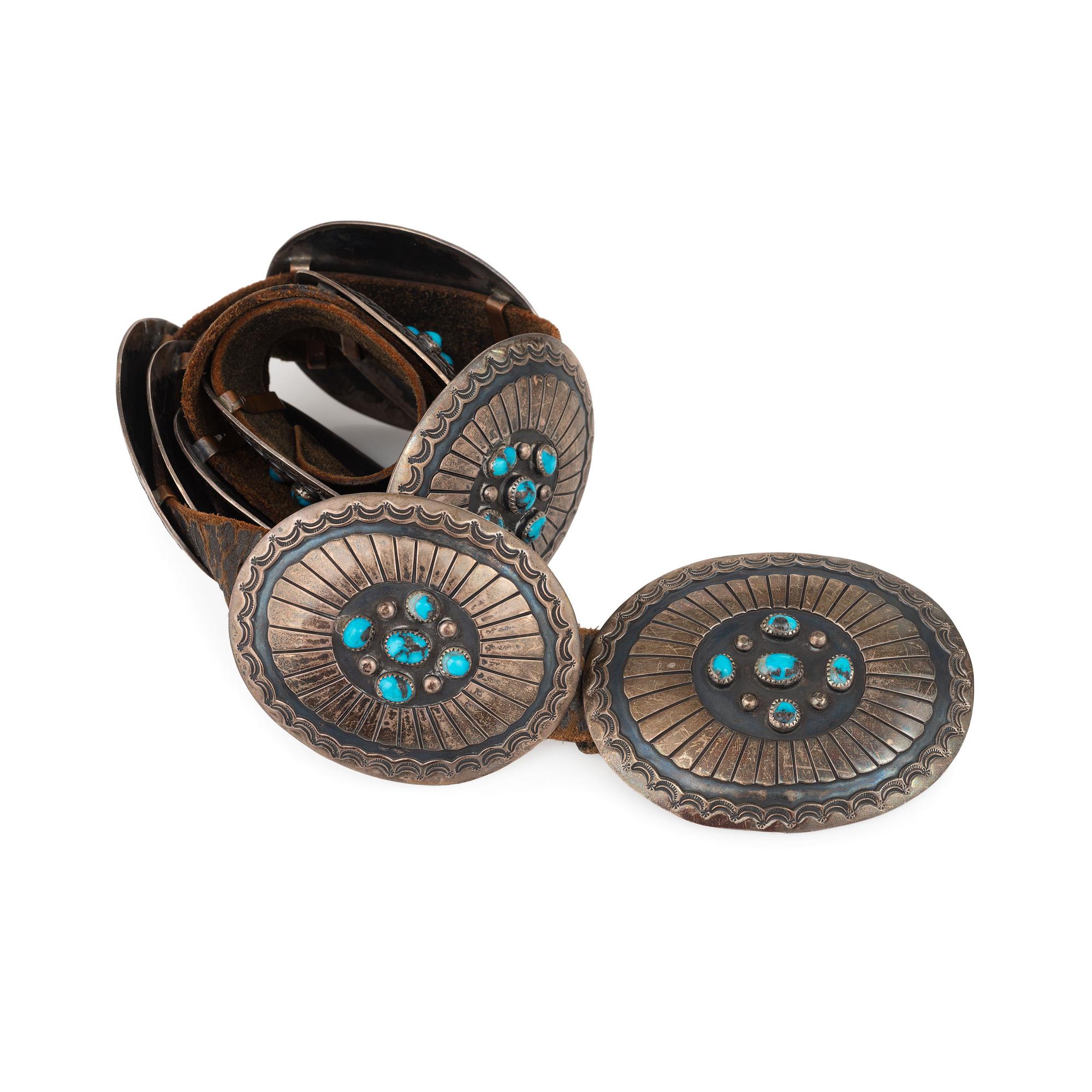Silver and Turquoise Concha Belt