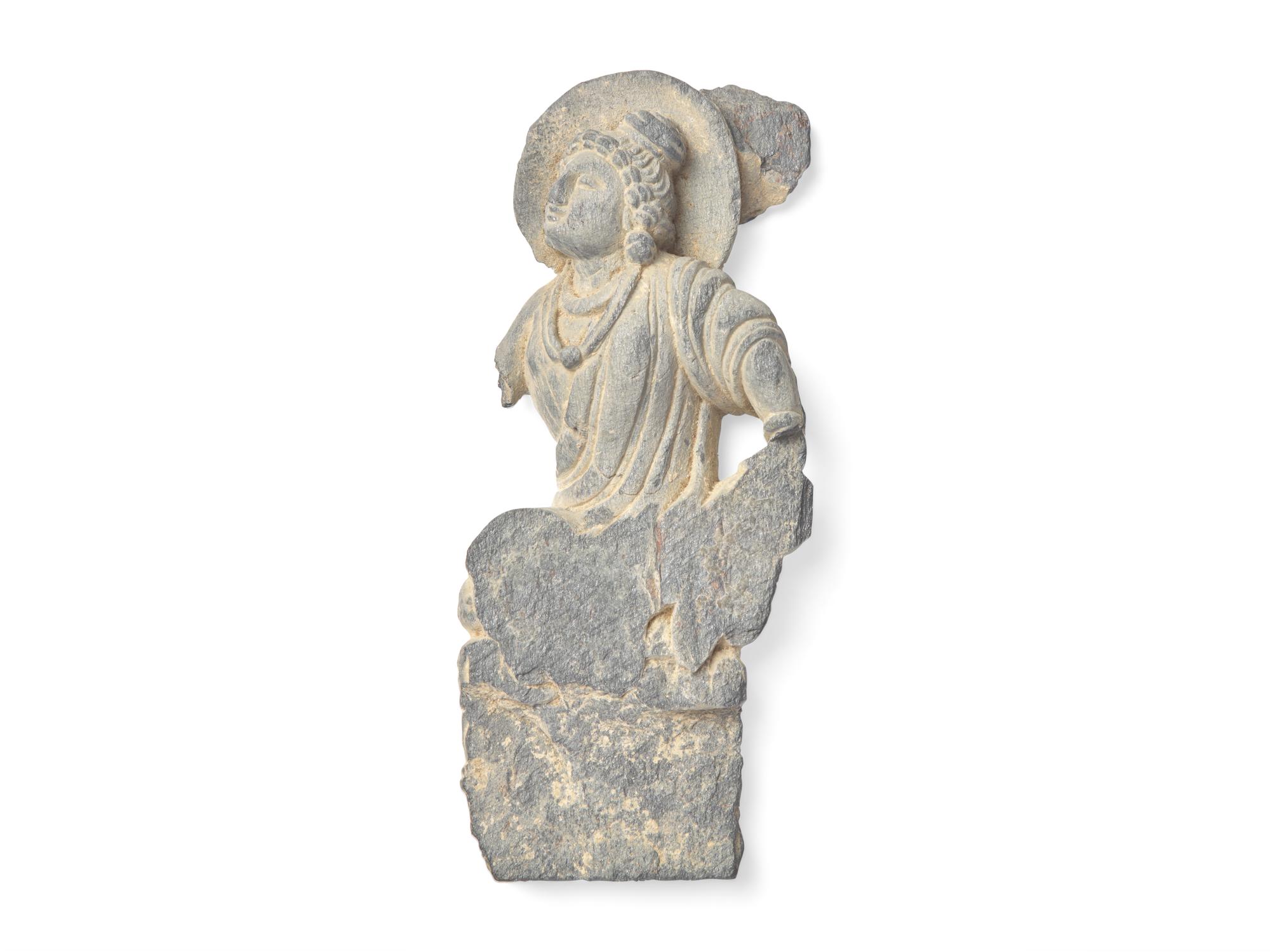 A Gandharan Grey Schist Figure of a Bodhisattva