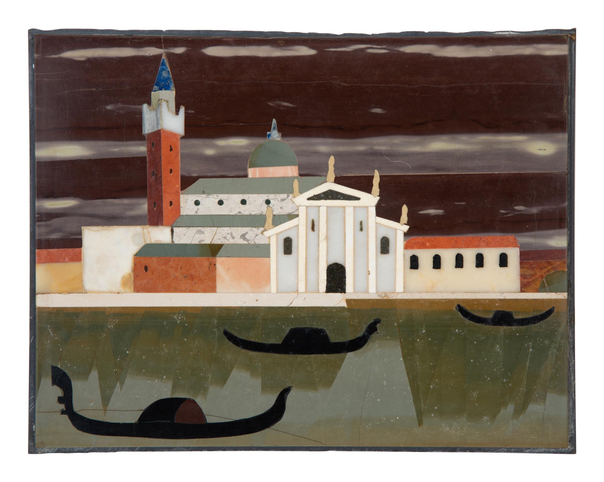 Four Italian Modernist Pietra Dura Pictorial Plaques — 20TH CENTURY