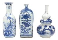 Three Chinese Blue and White Decorated Vases Height of tallest 10 1/4 inches. — 20TH CENTURY