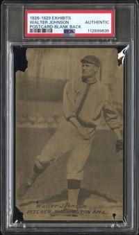 A 1926-29 Exhibits Walter Johnson Baseball Card - Blank Back (PSA Authentic)