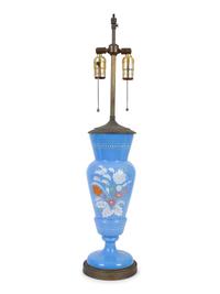 A Bristol Blue Glass Vase now Mounted as a Lamp — 19TH/20TH CENTURY