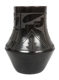 Carmelita Dunlap (1925-1999), Santa Clara Blackware Stone Polished Jar Height 10 1/4 x diameter 6 1/2 inches.