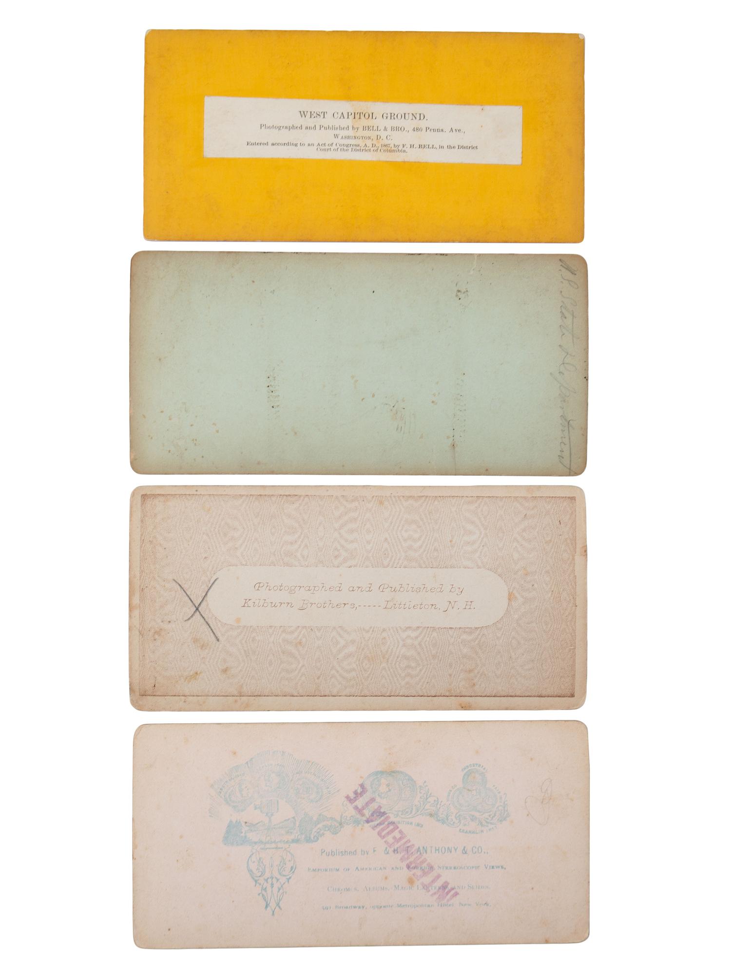 [EARLY PHOTOGRAPHY]. A group of approx. 95 stereoviews highlighted by images of US presidents, views in and around Washington, DC and Mount Vernon, and African American and female subjects.