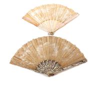 A Set of Four Antique Continental Fans Width of widest 20 inches. — 19TH CENTURY