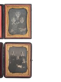[EARLY PHOTOGRAPHY]. 5 quarter plate daguerreotypes featuring groups of 3 or more subjects.