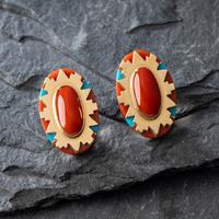 Leo Lando Yazzie (Diné, act. since 1970s) — 14k Gold, Turquoise, and Coral Clip Earrings