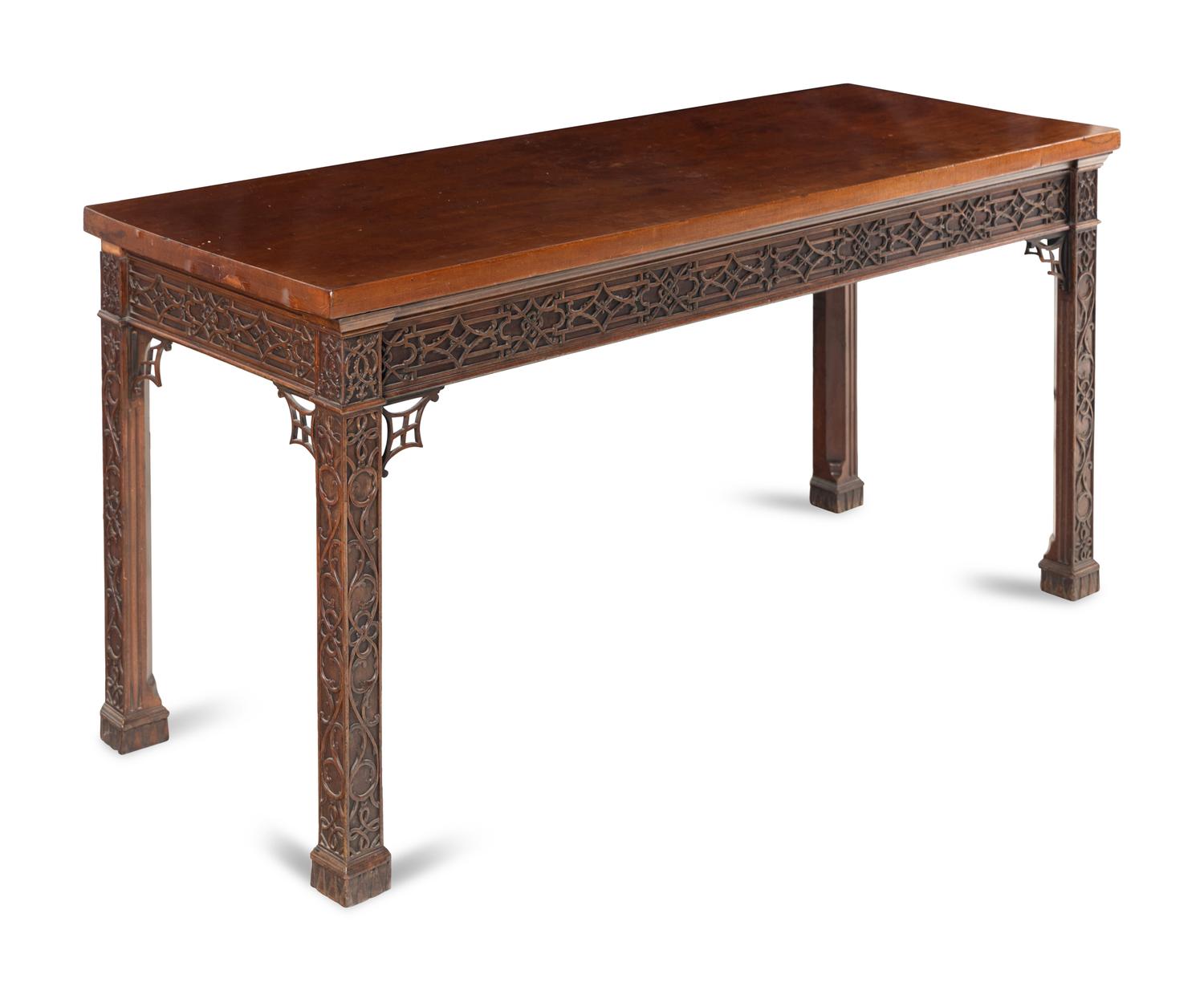 A George III "Chinese Chippendale" Style Mahogany Console Table