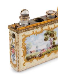 A South Staffordshire Enamel Tea Caddy and Étui