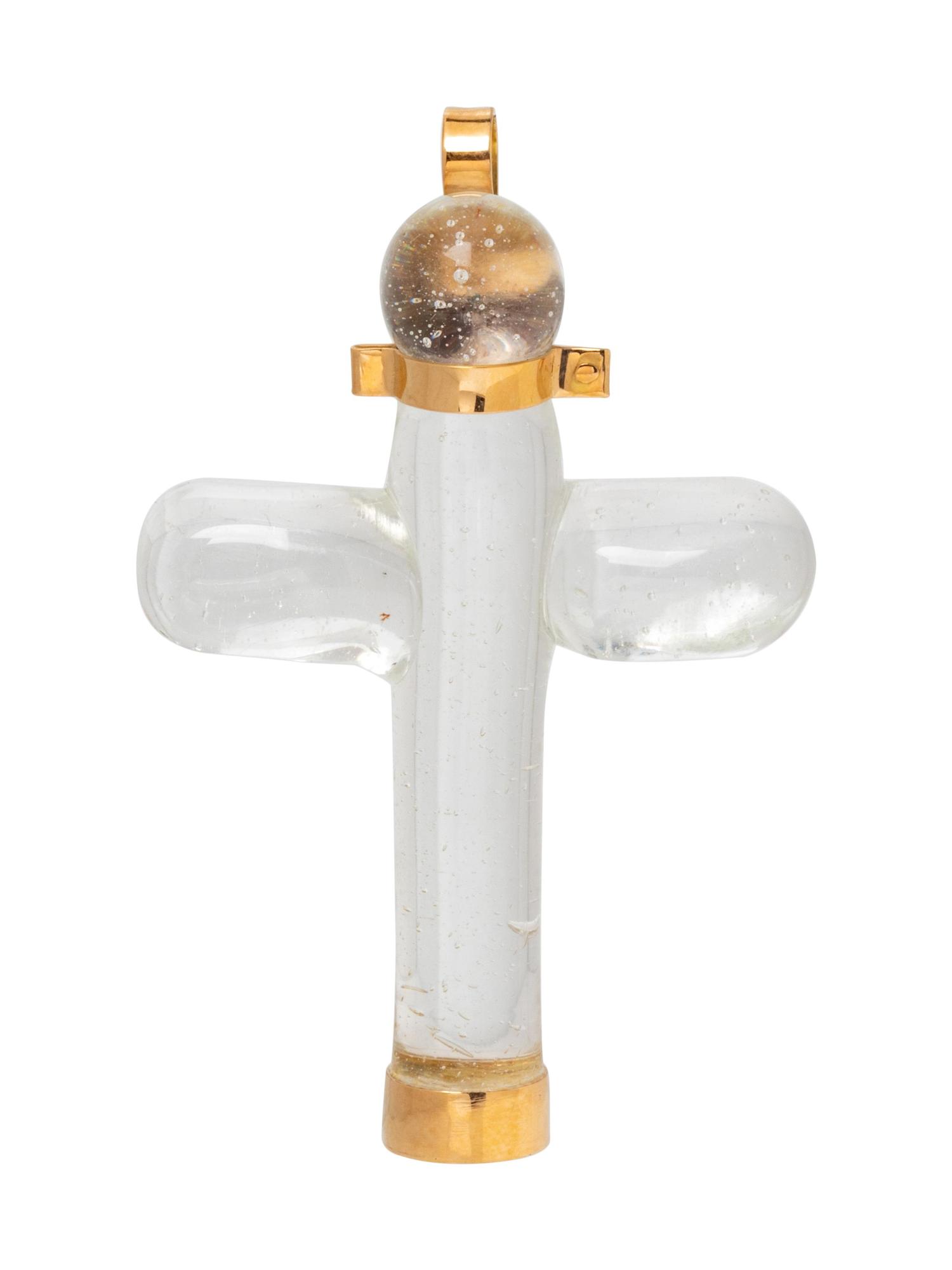 An 18 Karat Yellow Gold and Glass Cross Pendant, Gucci,