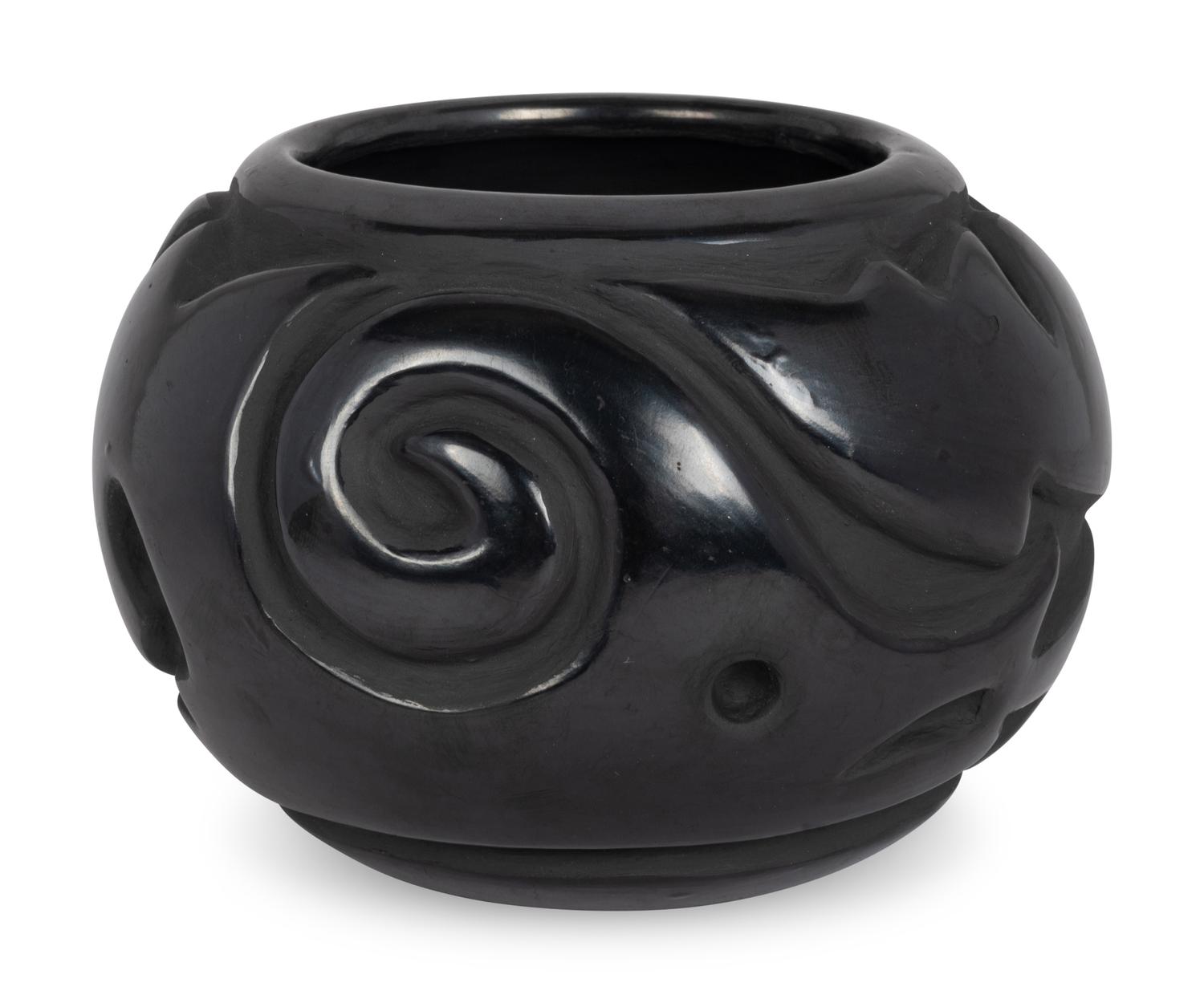 Carved Blackware Pottery Jar