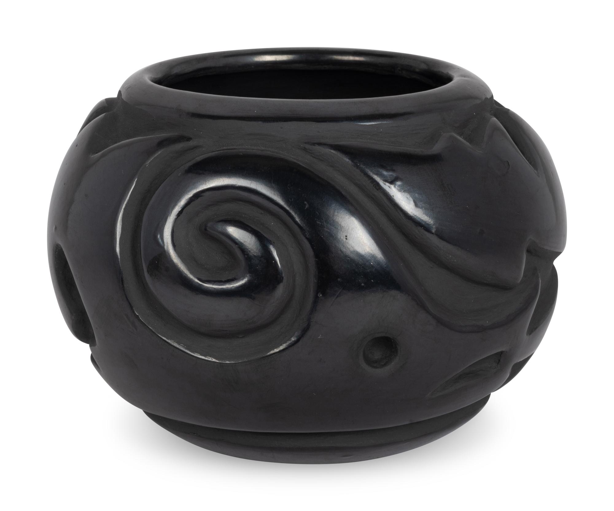 Carved Blackware Pottery Jar