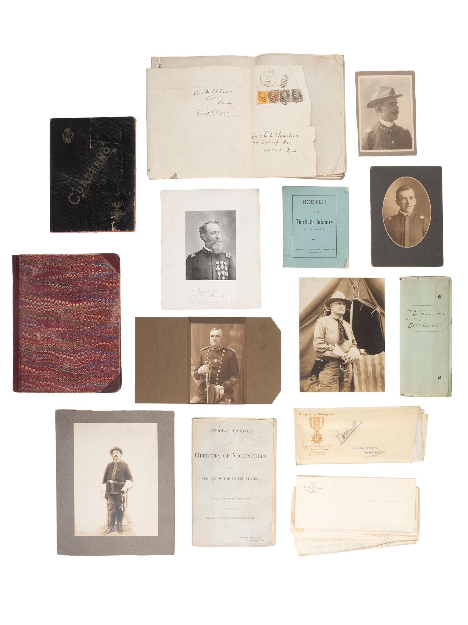 [SPANISH AMERICAN WAR]. Archive identified to Capt. G.G. Scranton, incl. Philippine Republic flag.