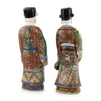 A Large Pair of Chinese Famille Rose Porcelain Figures of Daoist Immortals
